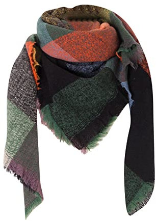 Schal Orange Damen, Winter Warm Senfgelb Schal Herbstschal Weiß Hochzeit Quadratisch Damenschal Halstuch Weich Kariert Dicke Einfarbig Tücher Winterschal