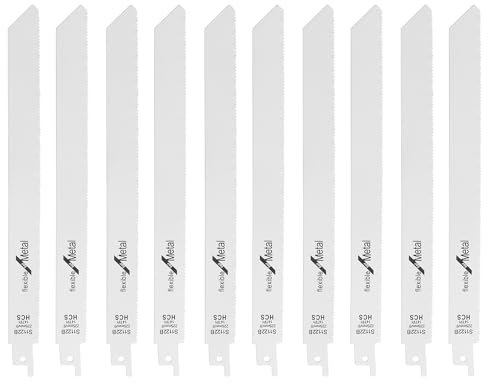 Bestgle 10 Pieces Reciprocating Saw Blade Set, 225mm 14TPI Bi-Metal Cobalt Sabre Saw Blades for Metal Cutting S1122B
