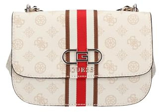 GUESS Nelka Flap, lembo Crossbody Donna, Logo Crema, Einheitsgröße