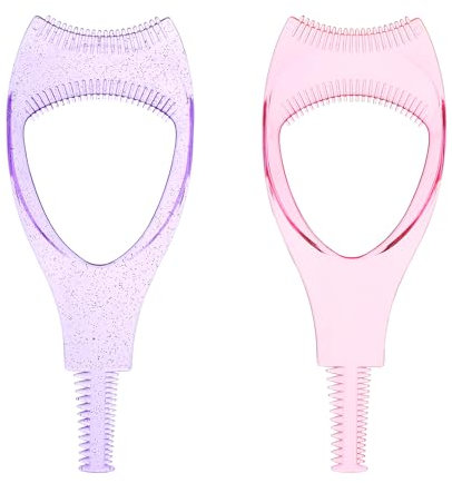 WLLHYF Mascara Shield Guard Makeup Eyelash Buddy 3 in 1 Eye Lash Applicator Tool Beauty Cosmetic Mascara Separator Comb Plastic Lashes Protector Guide Stencil for Women Girls (Pink + Purple)