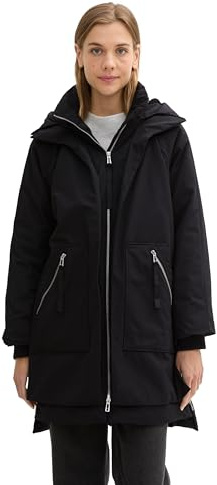 TOM TAILOR Denim Damen 1043676 Parka mit Teddyfell in der Kapuze (1er Pack)