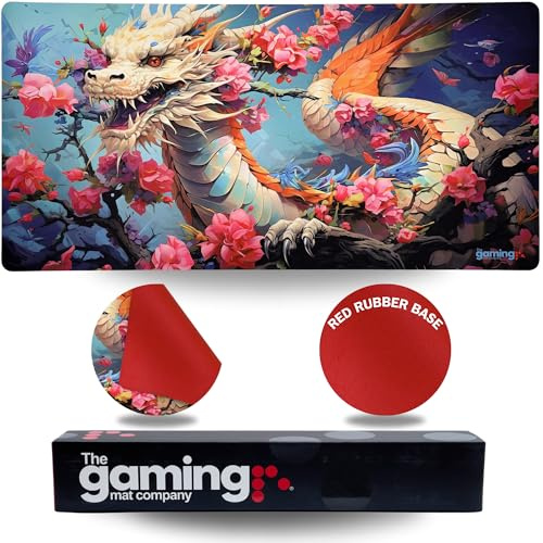 The Gaming Mat Company Tapis de Jeu & Souris MTG - 28 x 14 - Compatible Magic The Gathering, YU-Gi-Oh. Grand Tapis Souris & Cartes, modèle Flower Dragon