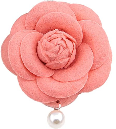 Broches en Forme de Fleur de Camélia, Broches Vintage en Tissu avec Perles Artificielles, Élégantes Épingles Florales pour Femmes, Chapeau, Robe, Chemise, Cravate, Violet (Rose)