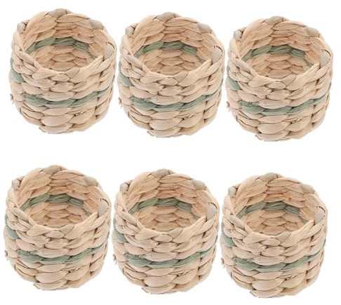 CIYODO 6pcs Rustic Wedding Napkin Rings Napkin Holder Rings Straw Napkin Rings Farmhouse Serviette Ring Rustic Serviette Rings Paper Napkin Rings Dinner Party Napkin Buckle Cattail Grass