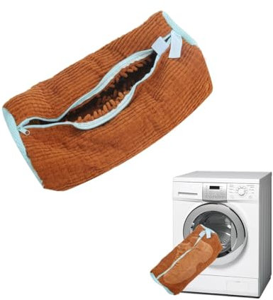 2 pezzi Sacchetti per Scarpe Lavanderia, 360 Degree Cleaning funzione per la pulizia dei copriscarpe in lavatrice con la cerniera chiusa, adatta a tutti i tipi di pulizia delle scarpe. (Marrone)
