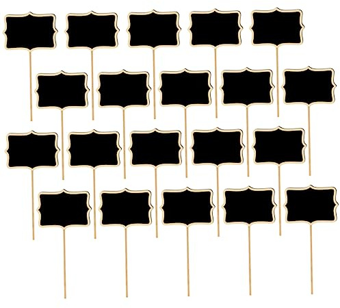 KICHOUSE 20pcs Chalkboard Toppers Chalkboard Signs Flower and Plants Tags Board Garden Makers Garden Flower Labels for Wedding Party Decoration Black Marker Compatible