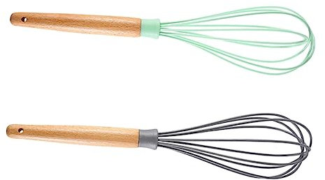 PRETYZOOM 2piezas Batidor De Huevos Manual Inoxidable Unidades Mango De Madera Batidora De Varillas Para Cocina