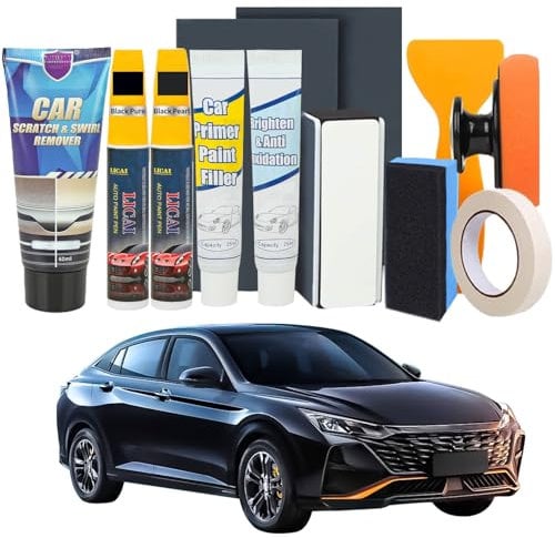 Kratzer Entferner Auto, Autolack Kratzer Entfernen, Auto Lackstift für Autolack Reparaturset für Paint Scratches Water Spots Swirl (Reines Schwarz + Perlschwarz)