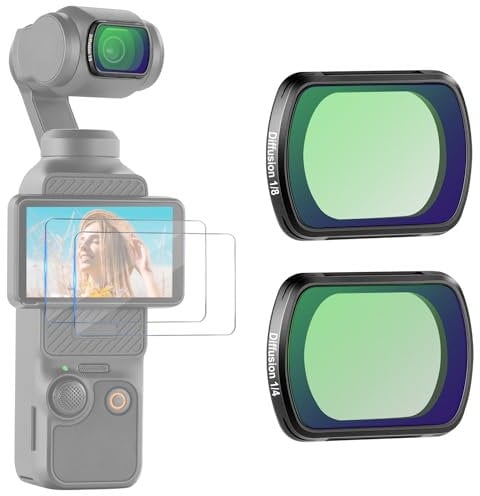 NEEWER Lot de 2 filtres magnétiques Noirs Diffusion Pro Mist 1/4 et 1/8 compatibles avec DJI Osmo Pocket 3 Gimbal Camera Creator Combo Accessoires avec protecteurs d'écran en Verre trempé FL-B11