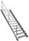 13 Stufen Stahltreppe einseitigem Gelände/Breite 90 cm Geschosshöhe 195-260cm / Robuste Außentreppe/Wangentreppe/Stabile Industrietreppe für den Außenbereich/Inklusive Zubehör