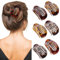 JSTHHTT 6Pcs Mollettone Capelli Donna, Fermaglio Capelli Donna Elegante, Antiscivolo Resistenti, Pinze per Capelli con Design Curvo per Sdraiarsi, Guidare, per Capelli Sottile, Spessi (Leopardo)