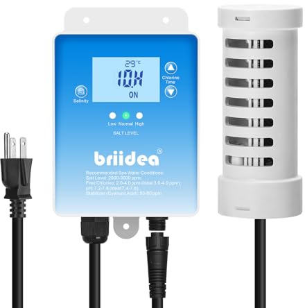 Salzchlorgenerator, briidea Chlorgenerator mit USA-Titan-Salzzelle, entworfen für Whirlpools & Schwimmspas, bis zu 2000 Gallonen, frei von Chemikalien