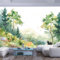 fotomural personalizado Acuarela bosque árboles animales oso paisaje Póster papel adhesivos decorativos Mural impresión HD ecológica Sofá Foto artísticos sofá pintura