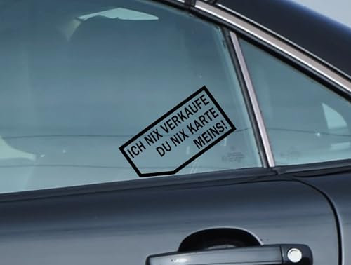 Auto Aufkleber Set Ich nix verkaufe Du nix Karte Meins!, 12 cm x 6,2 cm, Schwarz oder Weiß Glänzend, 2 Stück für beide Autoseiten. Visitenkarte Autohändler Witziger Sticker (schwarz glanz)