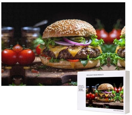 Phayah Hamburger-Puzzle, 300 Teile für Puzzle, Holzpuzzle für Familie, Freunde, Heimdekoration, Wandkunst, 39 x 27 cm