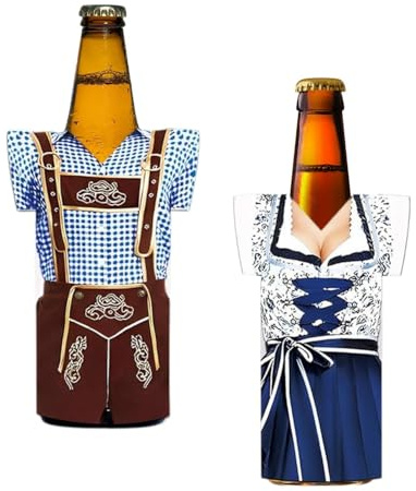 Lyivisk 2er Pack Bierkühler Bierflaschenkühler 0,5 l Oktoberfest Deko Accessoires Isolierter Bierflaschenkühler für langanhaltende Kühle bei jeder Party(für 0,3l, 0,33l Bierflasche)