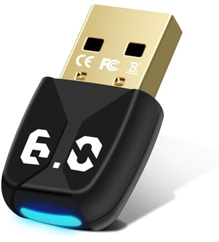 Bluetooth 6.0 Adapter USB Dongle mit Heckleuchte, Bluetooth Adapter PC für Windows 11/10/8.1, USB Bluetooth Adapter für Bis zu 5 Geräte simultan, Große Reichweite, Niedrige Latenz