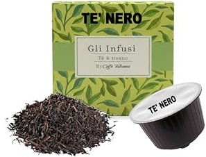 Caffè Vulcanus Gli Infusi Capsule Compatibili con Dolce Gusto, Tè e Tisane Naturali in Foglie, 50 Unità, Relax Digestiva Mirtillo (50 Capsule, Tè Nero)