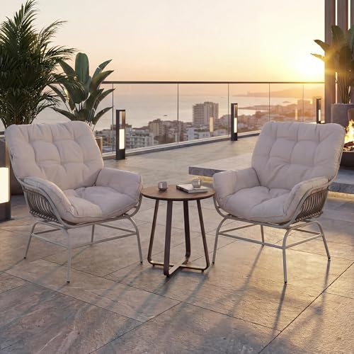 Mendler 2er-Set Gartenstuhl HWC-P75 Stoff - hellgrau, Polster beige | Gartensessel, Loungesessel, 220g/m², Poly-Rattan, Metall