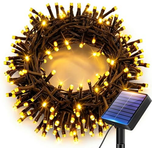 bitjam Solar Lichterkette Outdoor, 12M 120 LED Lichterkette Außen, Warmweiß | IP65 Wasserdicht Gummi, 8 Modi Solarlichterkette Aussen Wetterfest für Garten Balkon Terrasse Baum Hof Weihnachten Dekoration