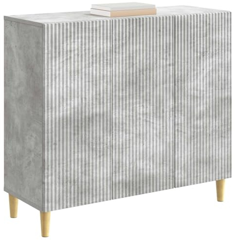vidaXL Sideboard Betongrau 89 x 34,5 x 80 cm Holzwerkstoff, Wohnzimmer, Vintage Sideboard, praktischer Stauraum, rechteckiger Schrank, stilvoll mit schmalen Beinen