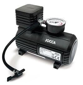 Jocca - Compresor de aire | Hinchador neumáticos coches y motos | Ruedas Bicicleta | Balones | Manguera Goma 16mm | Cable 3 metros