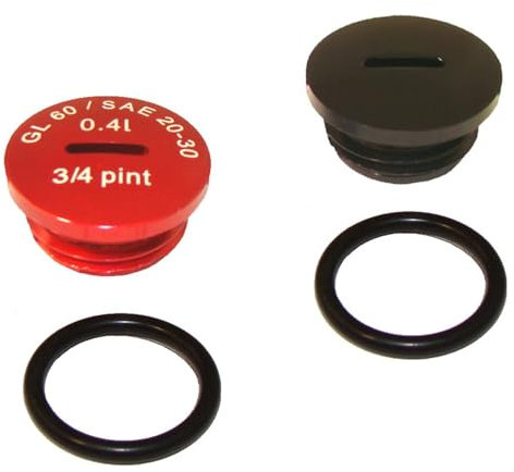 SET Verschlußschraube - Alu schwarz / rot eloxiert mit O-Ringen S51, S53, S70, SR50, SR80, KR51/2