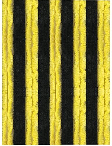 Arsvita Insektenschutzvorhang 56x185 cm (Breite x Länge) Flauschvorhang in Schwarz & Gelb für Wohnmobil, Wohnwagen, schmale Türen, Fadengardine Ø4cm