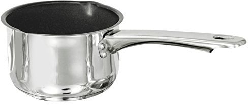 Buckingham Premium Stainless Steel Milk Pan Xylan Non-stick Coating Deep Milk Saucepan with Double Pouring Lip Suitable for Induction Ceramic Gas & Electric Hobs 1.3 Litres 14 cm