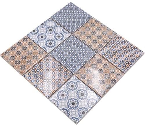 Mosaik Quadrat Classico mix Keramik, Mosaikstein Format: 98x98x5 mm, Bogengröße: 300x300 mm, 1 Bogen/Matte