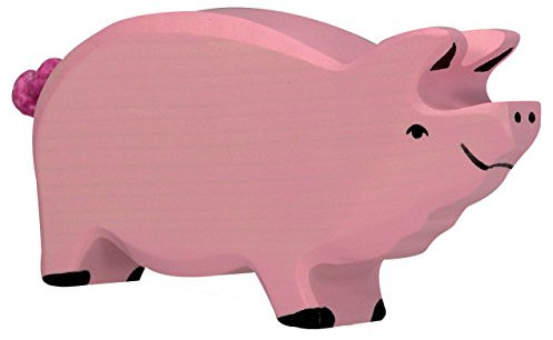 cama24com Eber Schwein Bauernhof Holzfigur Holzspielzeug von Holztiger mit Palandi® Sticker