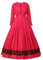 GRACEART Medievale 1860 Femme Renaissance Robe Victorienne Robe Gothique Longue Deguisement MéDieval Cosplay Medieval Vintage Jupe Retro Robe (XL, Rose Rouge)