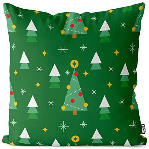 VOID Weihnachtsstern Bäume grün Kissenbezug Kissenhülle Sofakissen Kissen Deko Weihnachten Winter Weihnachtsdeko, Kissen Größe:50 x 50 cm