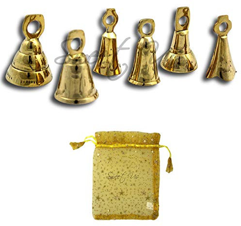 6 Stück Klingelglocken, Musik-Rhythmus, poliertes Messing, Schlittenglocken, Meditation, Handwerk, Party, Rinder, Hochzeitsglocken, Weihnachtsdekoration (poliertes Messing, 5,7 cm hoch)