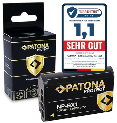 PATONA PROTECT Battery NP-BX1, V1 housing compatible with Sony CyberShot DSC RX100, RX1r, RX100MII, WX300