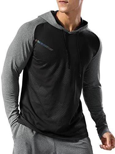 Muscle Alive Herren Thermo Gefüttert Sportlicher Kapuzenpullover Hoodie Zur Seite Fahren Lange Ärmel Sweatshirts von Trainieren Laufen 2104 Schwarzer Hit Grau L