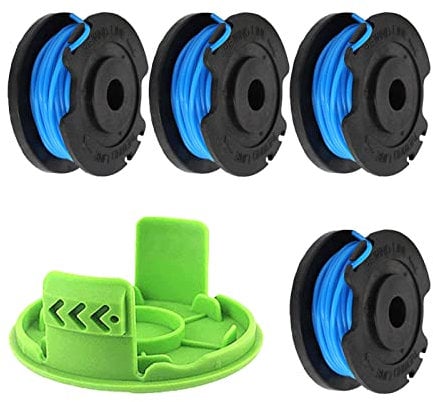 Bobina di filo per decespugliatore Greenworks, diametro 1,65 mm, lunghezza 4,9 m, per Greenworks 24V G24LT, G24LTK2, G24LT30M, G24LT30MK2 (4 bobine + 1 copertura)