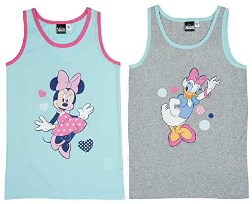 Disney Unterhemd für Mädchen - Minnie & Daisy Kinder Tank Top Hemdchen Blau/Grau (2er Pack)