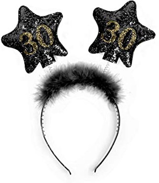 Libetui Haarreif Schwarz 30. Geburtstag Frauen Männer Stirnband Gag Partyartikel besondere Krone 30th birthday gifts Gadgets coole Geschenkidee zum 30 Geburtstag Party Haarreif Stern Glitzer