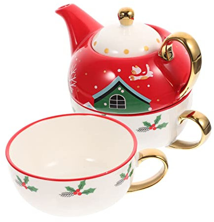 Juego De Taza y Plato De Navidad - Tetera, Café Con Leche, Espresso, Bebida Cerámica - Adorable Taza De Agua Para Oficina