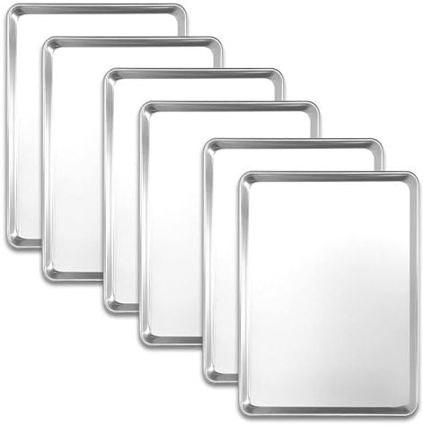 FSUON 6 Pack Big Size Baking Sheet Pan, Aluminum Commercial Cookie Sheet Pan, Durable & Anti-Stick 15”x 21”