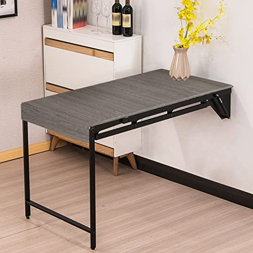 Klappbarer Küchen-Murphy-Tisch,Wandmontierter Schreibtisch, Multifunktions-Arbeitstisch, Schwebende Regale, Wandelbares Regal Ess-/Wäschetisch, Platzsparend Computertisch aus Holz ( Color : Gris )