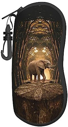 PIXOLE Unisex-Brillenetui, Schutzhülle für Brillen, Sonnenbrillen, Softcase, Brillenetui, Skulptur Elefant, One size