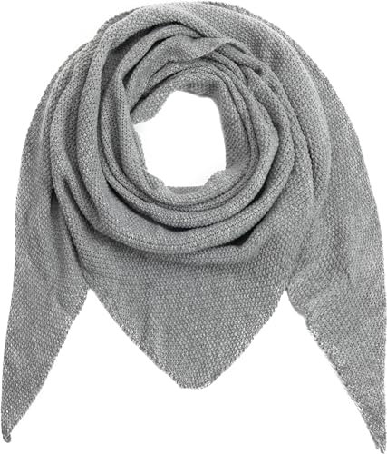 stylx Damen XXL Strick Dreieck Schal mit Reiskorn Strickmuster in Unifarben, Schal, Leichtes Tuch (grau)