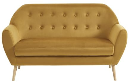 BAÏTA Viggo 2-Sitzer-Sofa, gerade, fest, Velours, Senfgelb