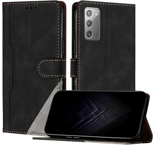 Netany Custodia Compatibile con Samsung Galaxy Note 20,custodia magnetica in pelle PU con [Slot Cart] [Supporto Stand] [Magnetica] (Nero)