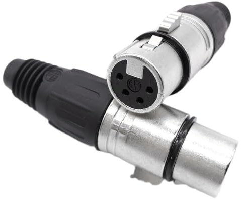 2 conectores XLR, extremos XLR de 4 pines, micrófono de audio hembra, chapado en níquel, contactos plateados