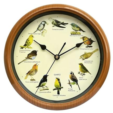 Colcolo Wanduhr, Vogelgezwitscher, Wecker, vielseitig, minimalistisch, langlebig, 25,4 cm, Singvogel-Wanduhr, Uhr für Büro, Urlaub