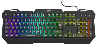 uRage Gaming-Keyboard Exodus 450, reaktionsschnelle Tastatur mit Anti-Ghosting, RGB-Beleuchtung, QWERTZ-Layout, in schwarz