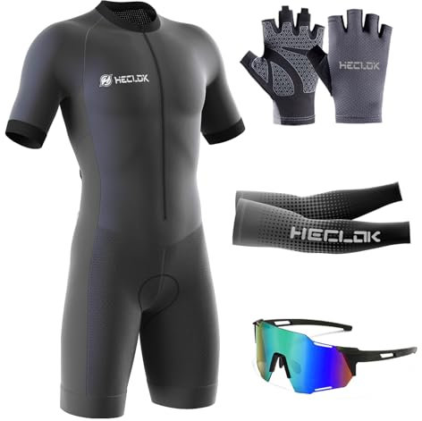 Herren Fahrrad Skinsuit, Triathlon Anzug,Radsportanzug gepolstert einteilig Trisuit Bike,Herren Triathlon Tri Anzug Kompression Duathlon Laufen Schwimmen Fahrradfahren Skinsuit (TYP-7,5XL)